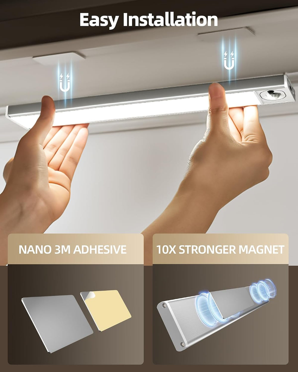 12inch Under Cabinet Lighting with Remote, 2400mAh Rechargeable Motion Sensor...