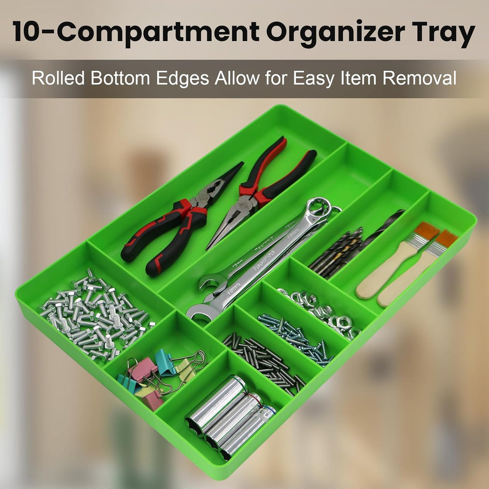 10-Compartments Tool Box Organizer Tray (2, Green)