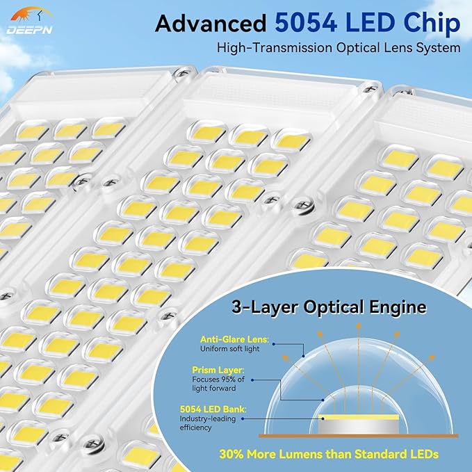 Deepn Solar Street Light 12000W Aluminum Commercial Grade Solar Parking Lot