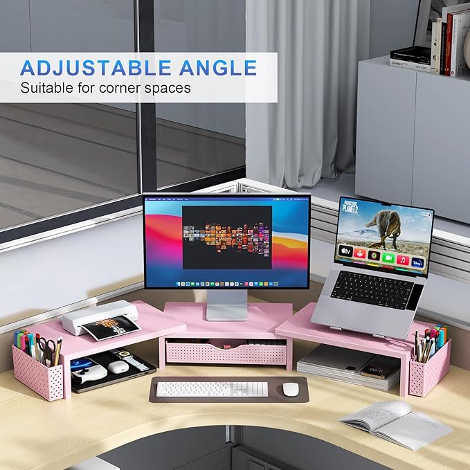 gianotter Dual Monitor Stand Riser, Desk Organizer