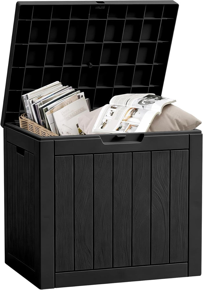 30 Gallon Outdoor Storage Box, Waterproof Resin Deck Box with Side Handles, Lockable Outdoor Bench for Indoor & Outdoor Use, Storage Bin for Patio Cushions, Garden Tools