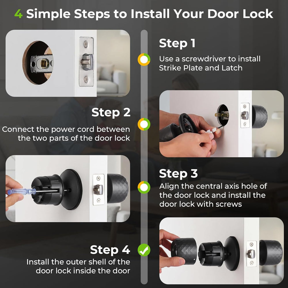 ๐
๐ข๐ง๐ ๐๐ซ๐ฉ๐ซ๐ข๐ง๐ญ ๐๐๐ฒ๐ฉ๐๐ Door Lock, Smart Biometric Door Knob Support 15M App Contr...