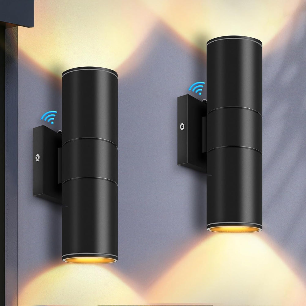 RIDALUX Dusk to Dawn Outdoor Wall Lights: 2 Pack Sensor Waterproof Cylinder Up