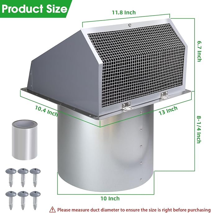 10 Inch Hooded Wall Vent Exhaust