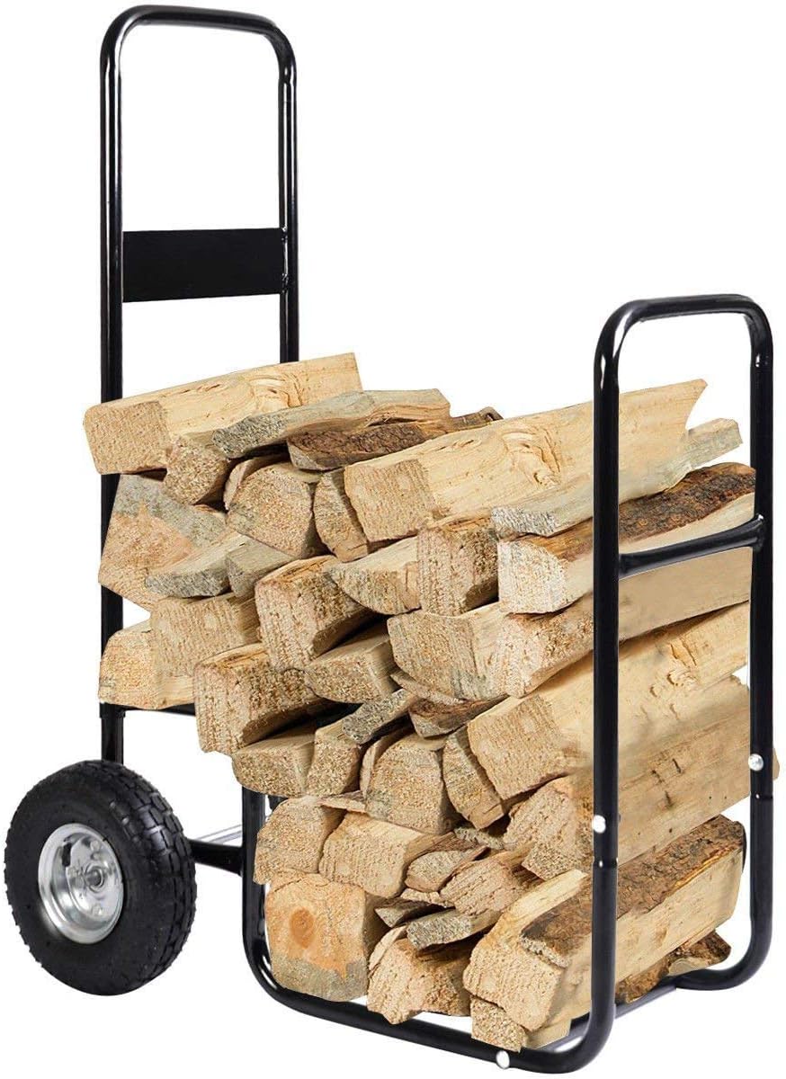 Goplus Firewood Log Rack Indoor Outdoor Fireplace Storage Holder Logs Heavy D...