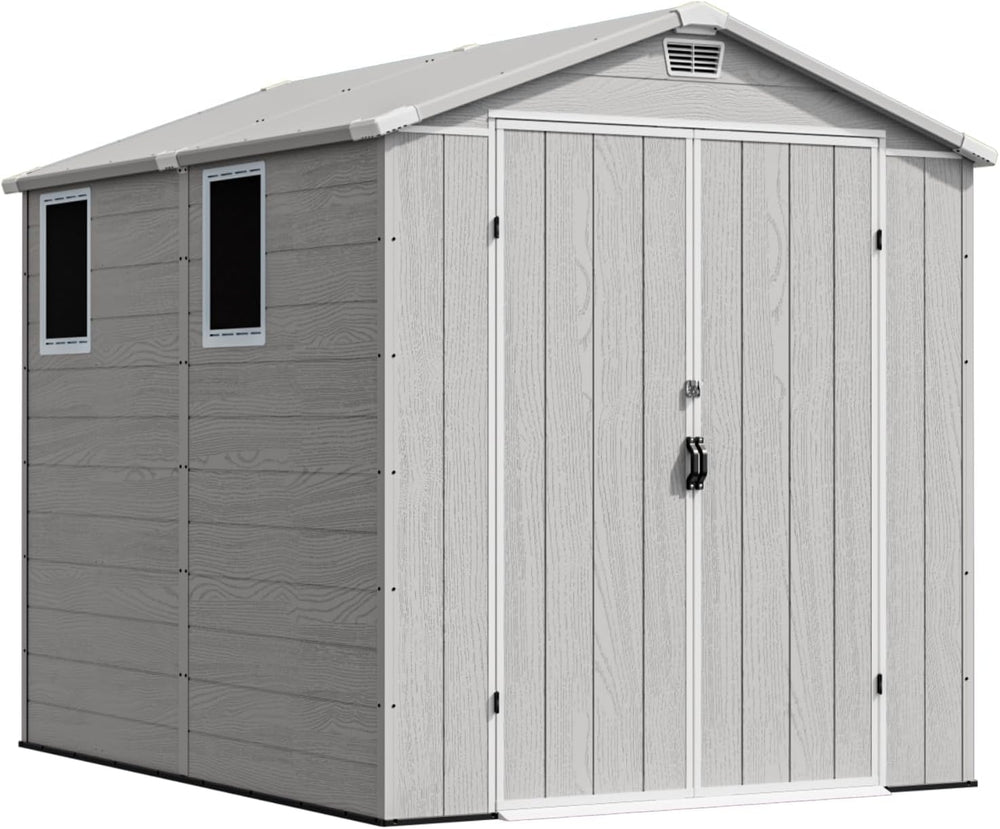 Devoko 6x8 FT Resin Outdoor Storage Shed with Floor, Plastic Garden Shed