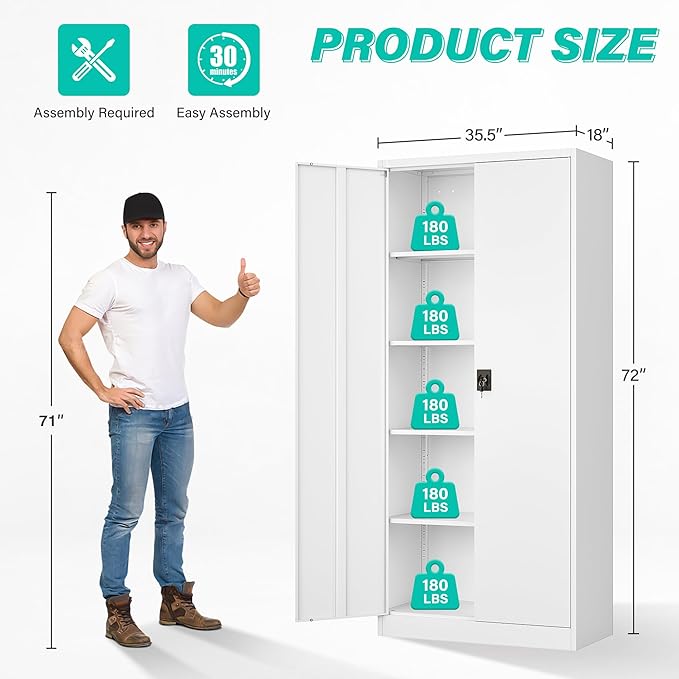 SISESOL Wide & Deep Metal Storage Storage Cabinet