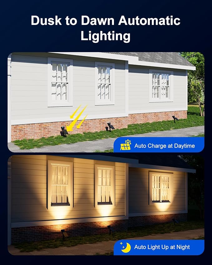 4 Pack Solar Powered Spotlights Waterproof Outdoor