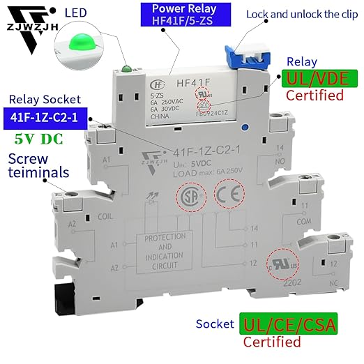 10Pcs 5 Volt Relay Miniature Power Relay 5V DC 6Amp SPDT