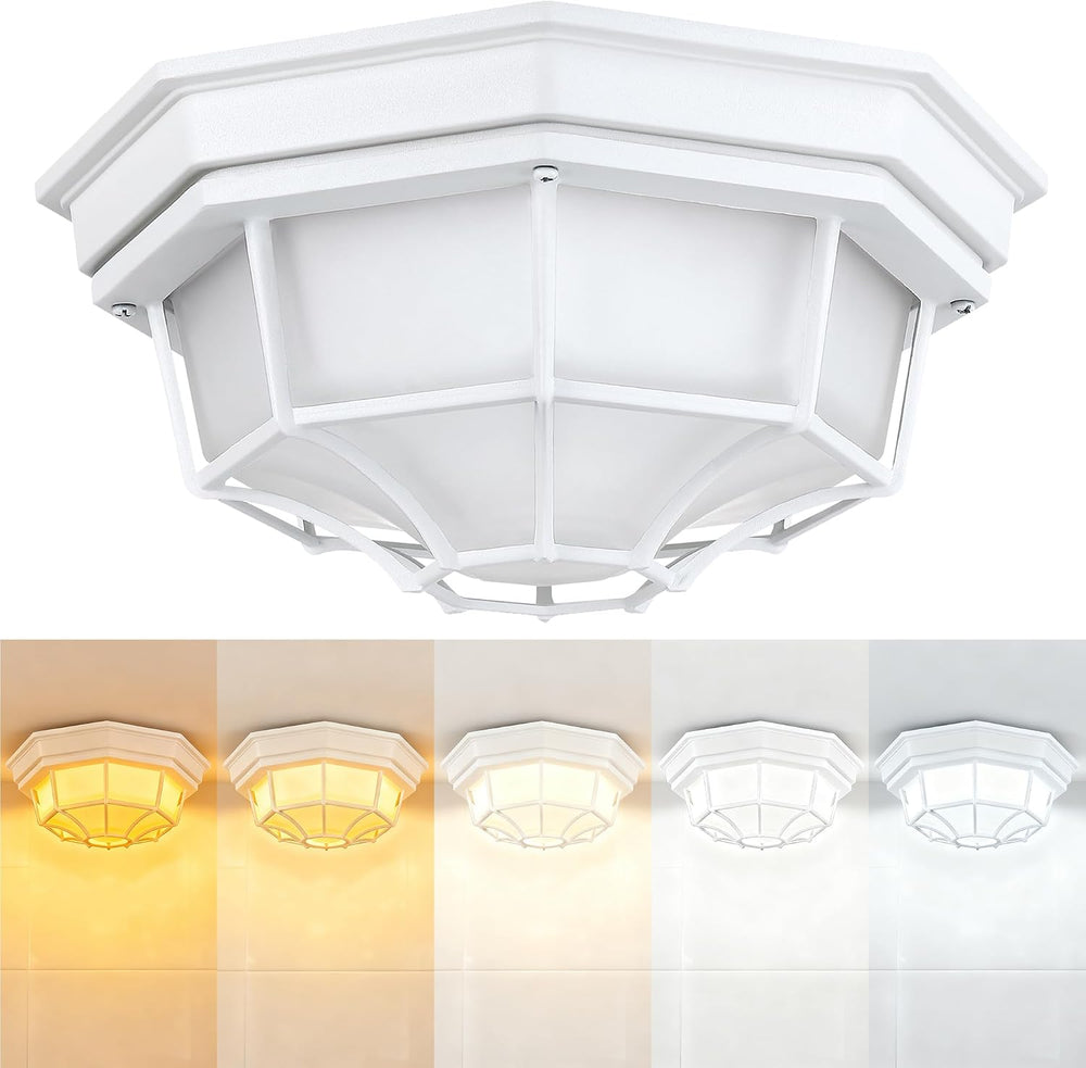 10.5” White LED Close to Ceiling Light for Basement Garage Light Octagonal Wh...