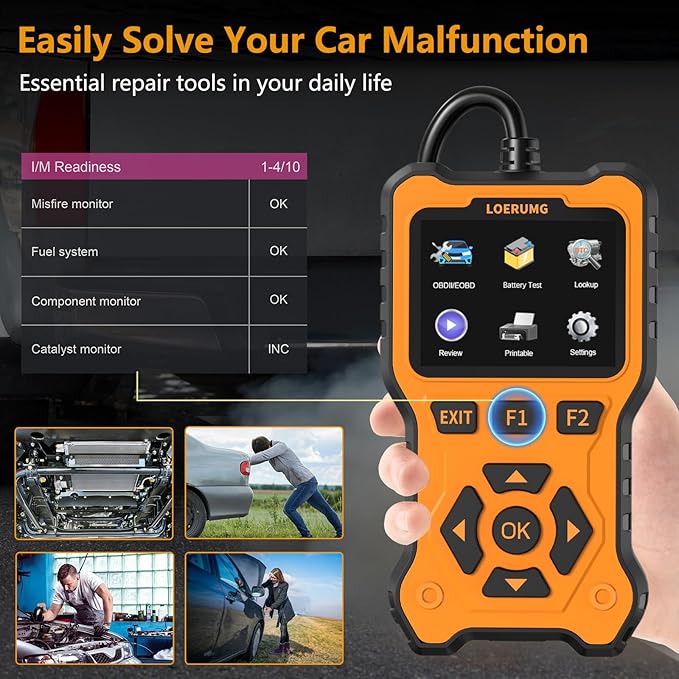 LOERUMG OBD2 Scanner Diagnostic Tool, Enhanced Check Engine Code Reader