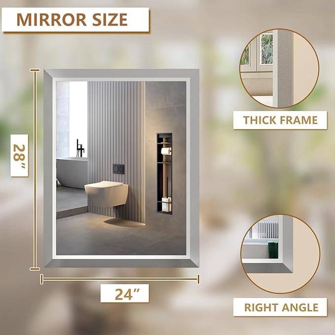SMIROR Brushed Silver Bathroom Mirror