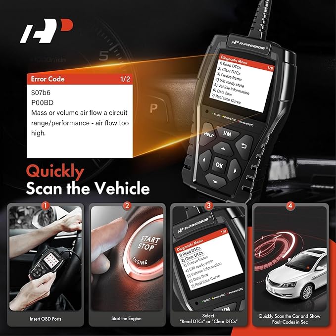 A-Premium AD200 Professional OBD2 Scanner Car Diagnostic Tool, OBDII EOBD Code
