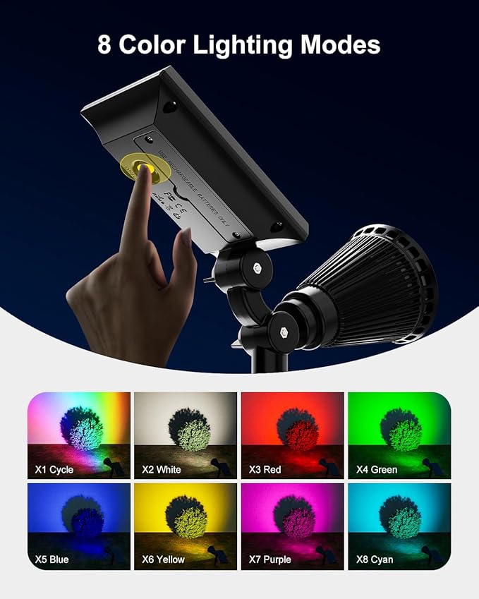 2 Pack Color Changing Solar Spotlights Outdoor