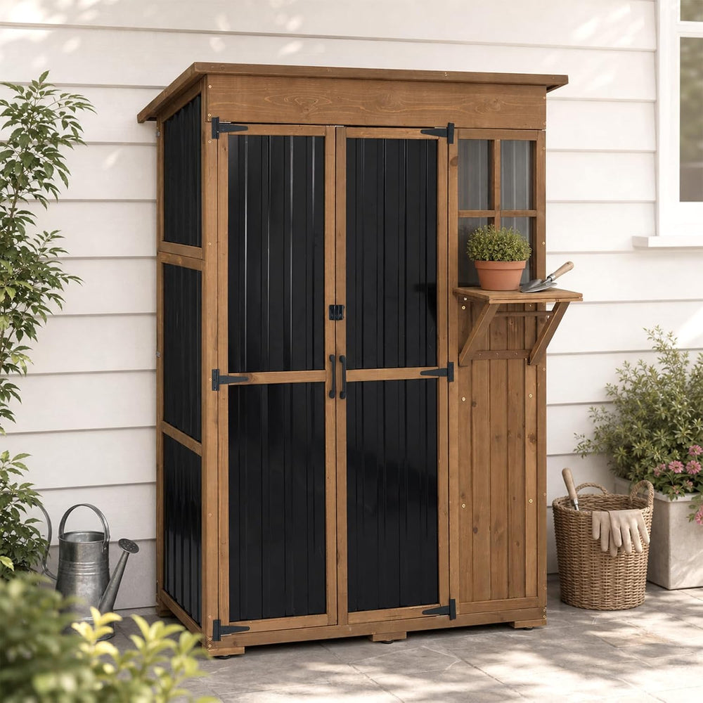Outdoor Storage Cabinet, 51.4" W x 22.5" D x 70.5" H Tall Wood...