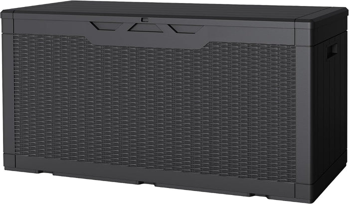 JUMMICO 100 Gallon Resin Deck Box, Waterproof Outdoor Storage Box