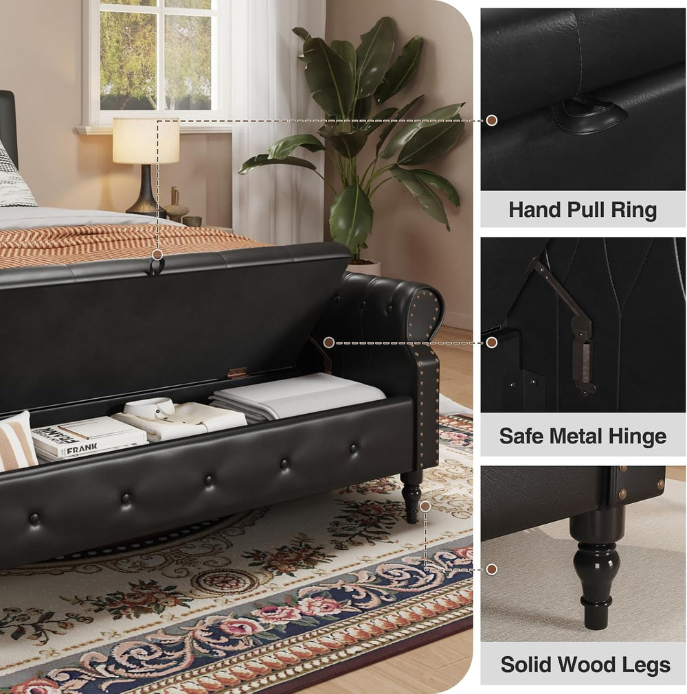 FiveWillowise 65 Inch End of Bed Storage Bench for Bedroom,King Size Bed