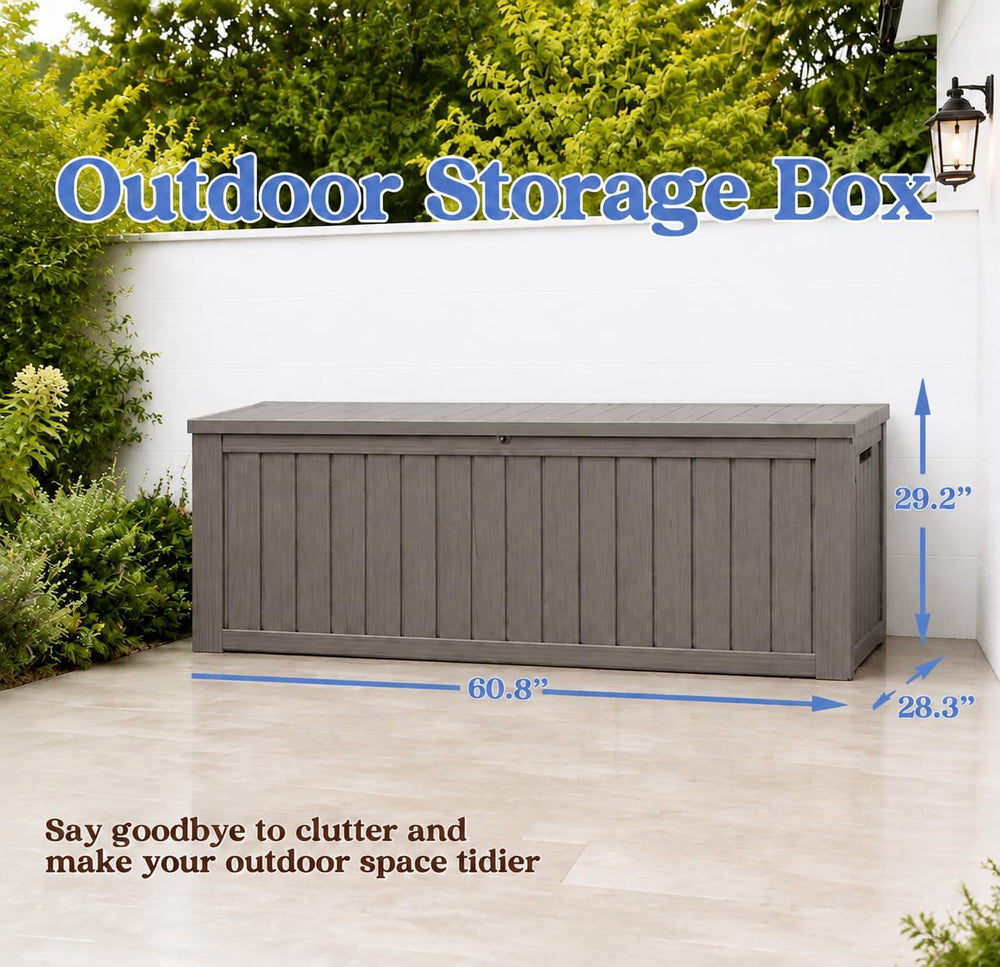 Outdoor Deck Storage Box,Waterproof,Grey,220 Gallon