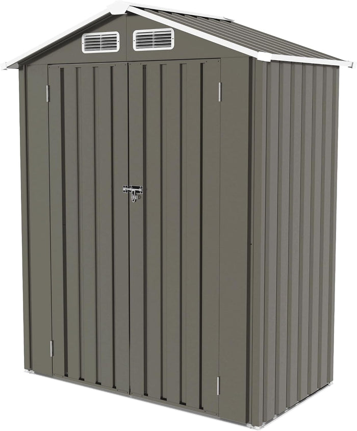CHUNLY 5X3 FT Metal Outdoor Storage Shed, All Weather Tool Shed Storage Room with Peaked Roof Waterproof, Lockable Door for Garden Patio Backyard Lawn, Gary