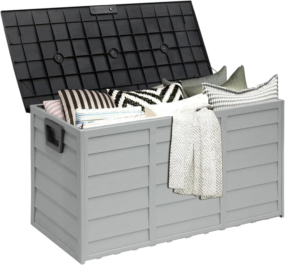 75 Gallon Outdoor Deck Storage Box, Patio Resin Deck Storage Container, Store...
