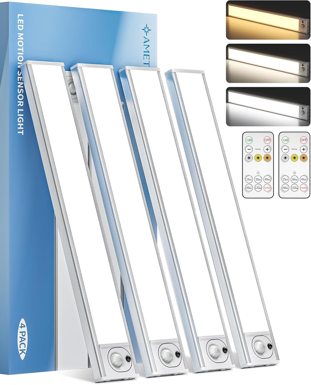 12inch Under Cabinet Lighting with Remote, 2400mAh Rechargeable Motion Sensor...