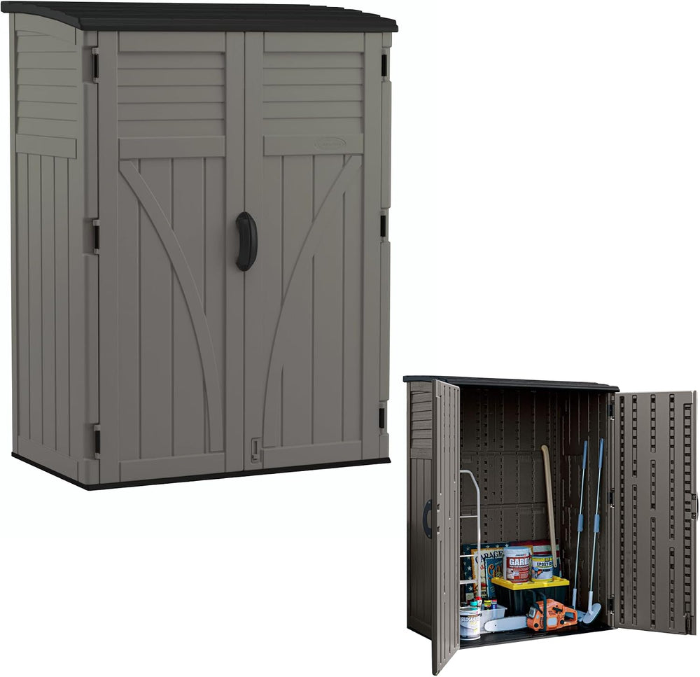 Suncast 54 Cu Ft Medium Vertical Storage Shed, Stoney, Made in USA