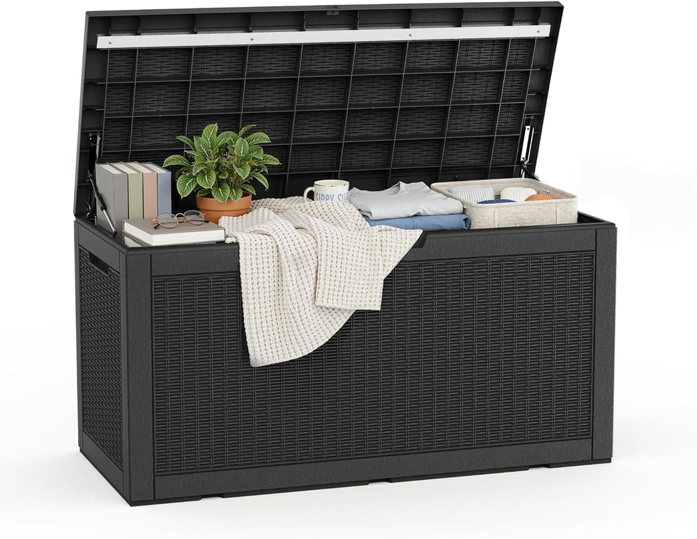 ROJIK Outdoor Storage Housing Deck Box - Waterproof Patio Furniture, Garden T...