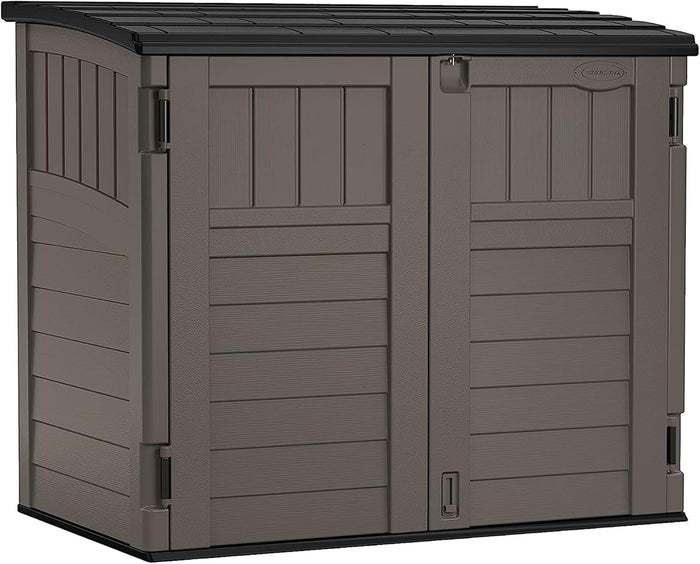 Suncast 34 Cu Ft Horizontal Storage Shed, Resin, Lockable, Stoney Black