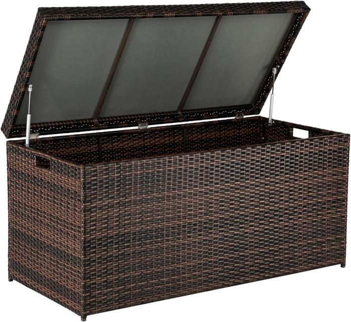 VINGLI 132 Gallon Outdoor Wicker Storage Box