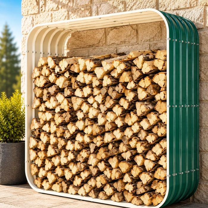 49IN Firewood Rack Outdoor Indoor, 600LBS Capacity,Waterproof Heavy Duty Wood Storage Racks with Cover Roof,Galvanized Steel Metal Fire Log Holder Stand for Fireplace Porch,Deck,Backyard