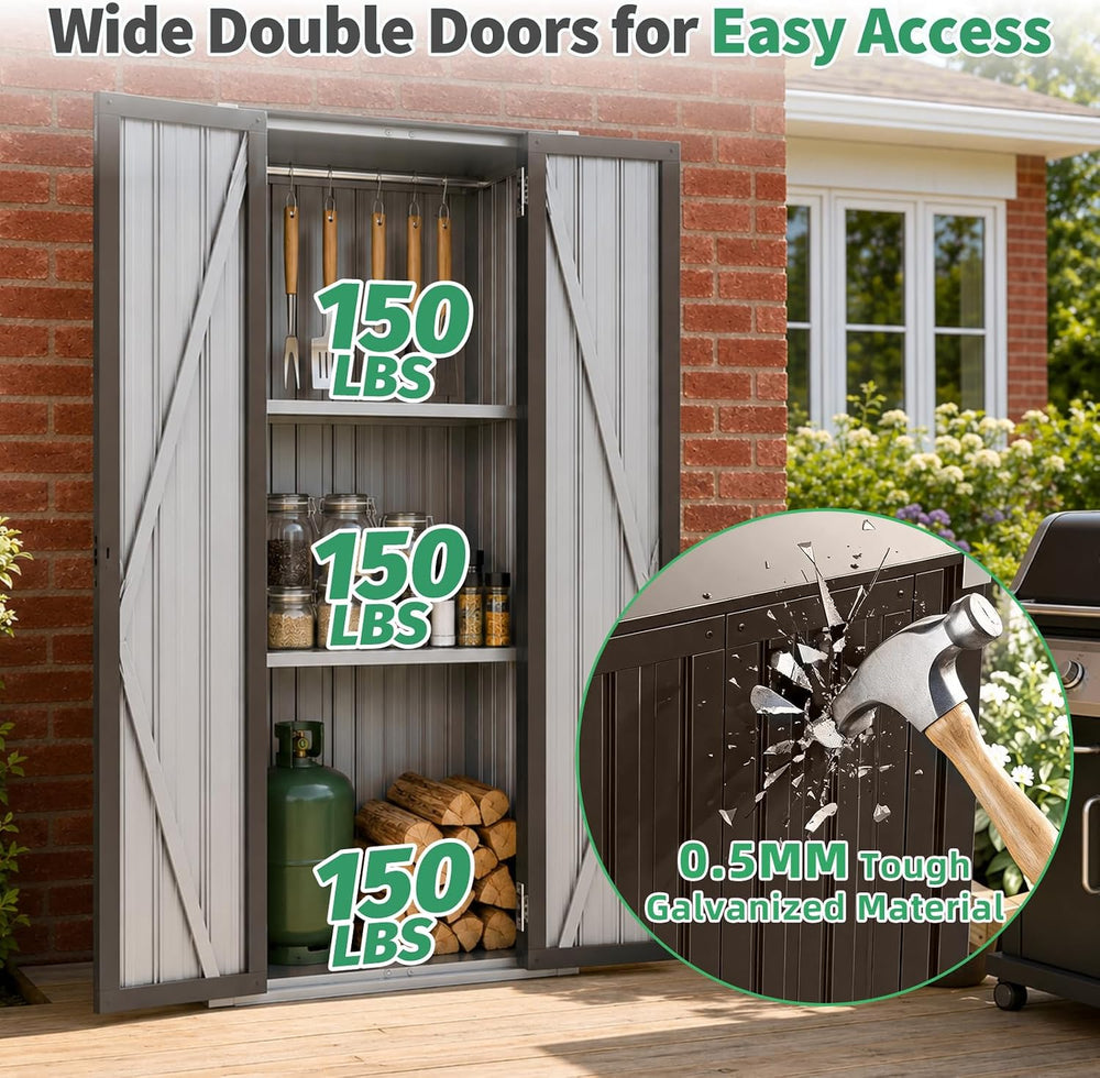 AECOJOY Outdoor Storage Cabinet Waterproof, 70" Vertical Tall with Base