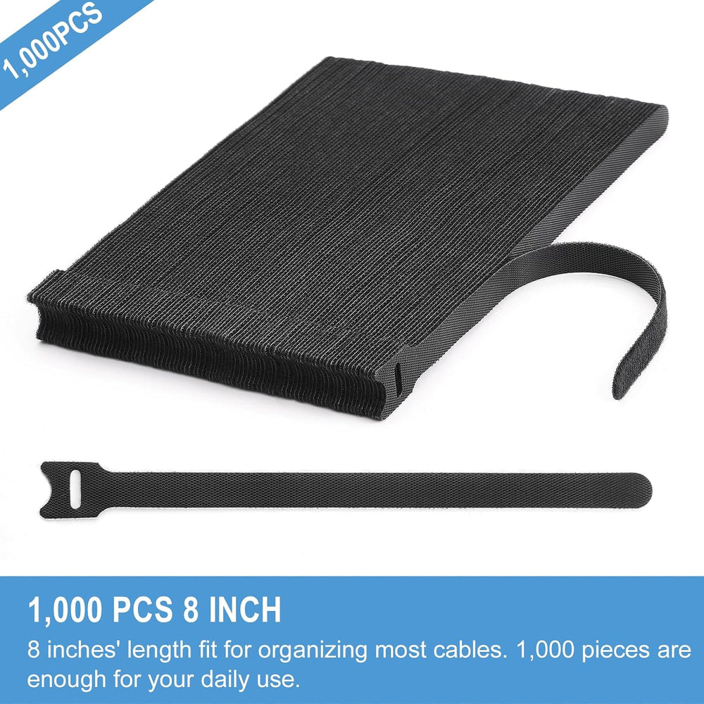 1,000 PCS 8 Inches Reusable Cable Ties | Adjustable Cord Wraps, Cable Straps ...