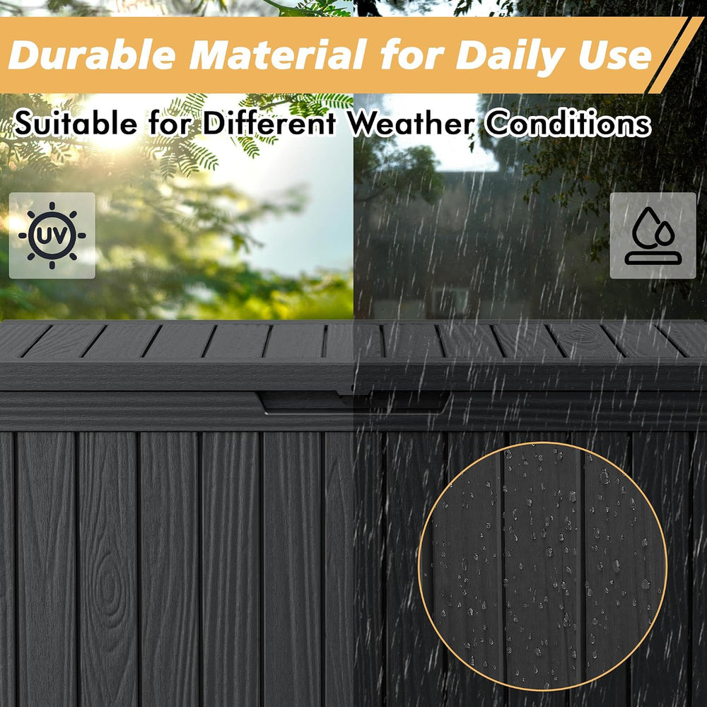 Fancyango 85 Gallon Large Outdoor Storage Deck Box Waterproof, Black
