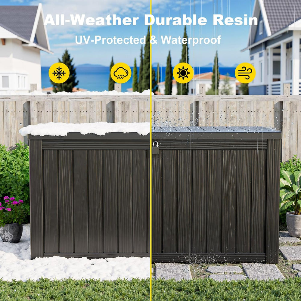 180 Gallon Outdoor Storage Box, Resin Deck Boxes Waterproof, IndoorOutdoor Bi...