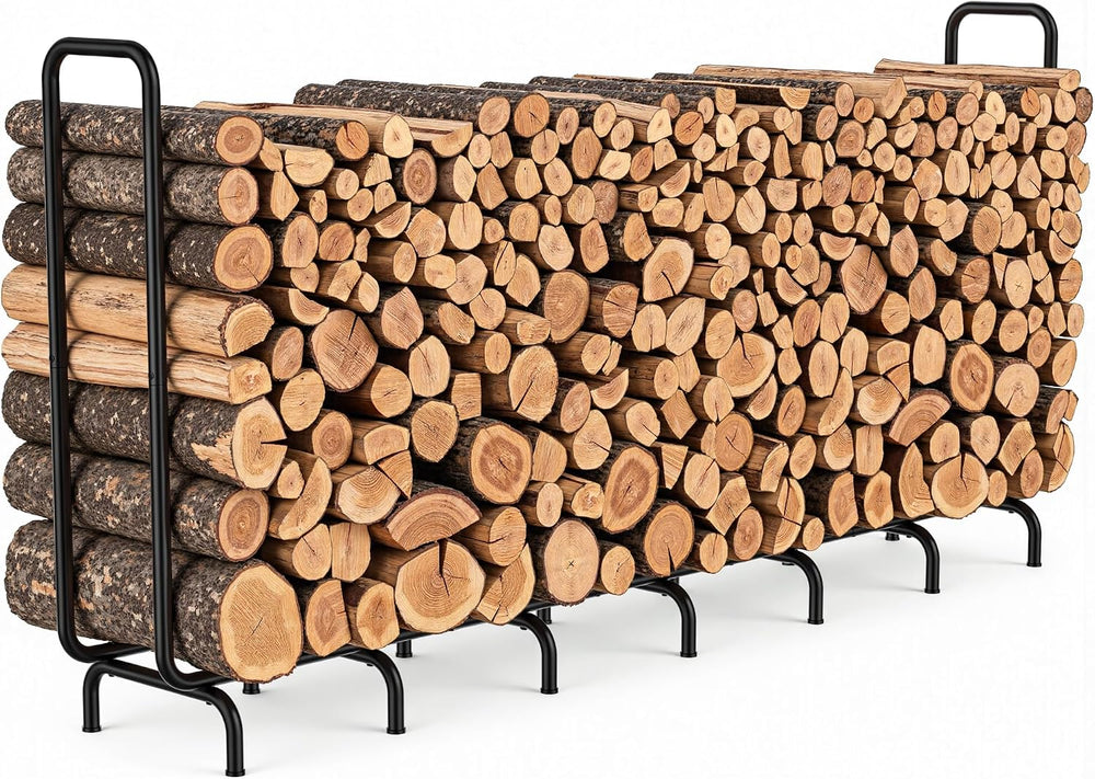 8.5FT Firewood Rack Outdoor, Heavy Duty Metal Wood Rack for Firewood Storage,...