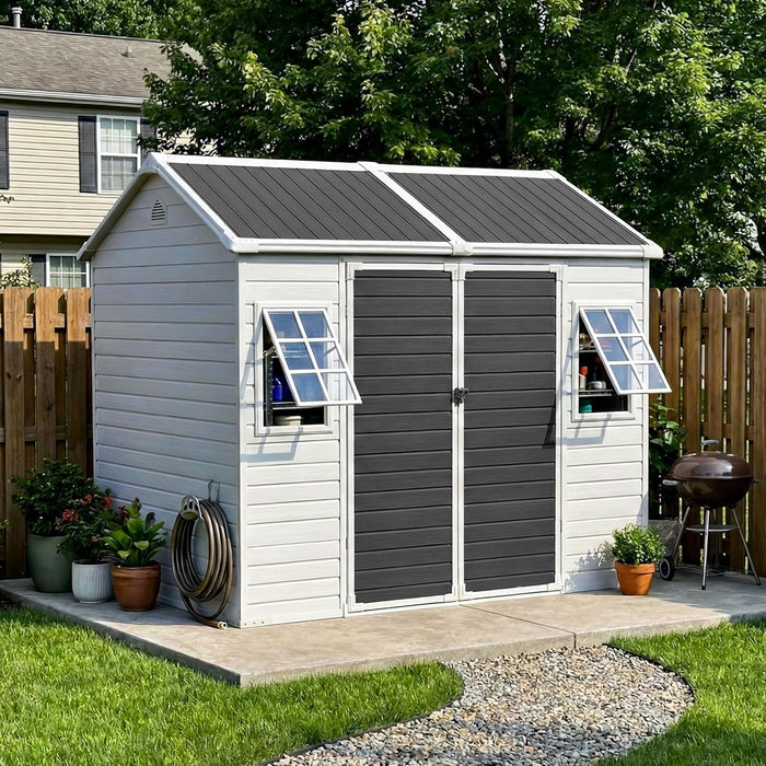 Restland 8x6 FT Resin Storage Shed with Floor & Adjustable Windows