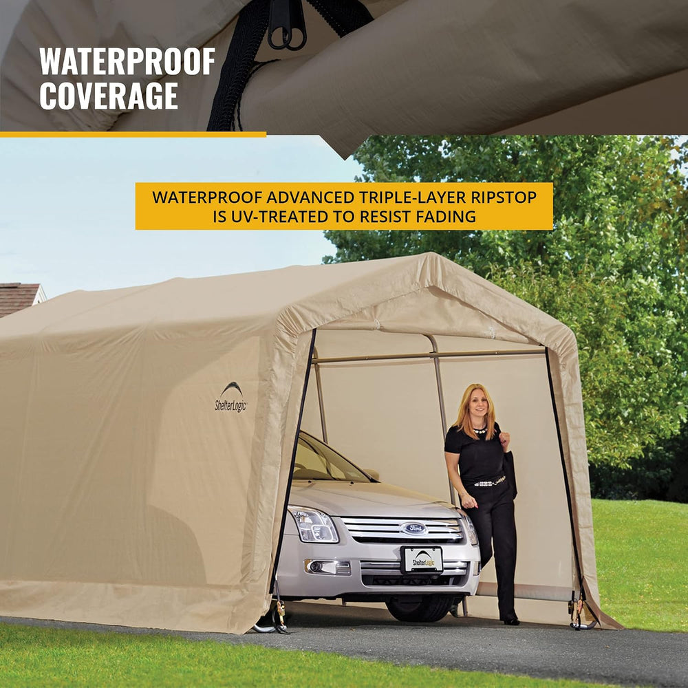 ShelterLogic 10' x 15' x 8' Peak Style Roof Instant Garage Carpor...