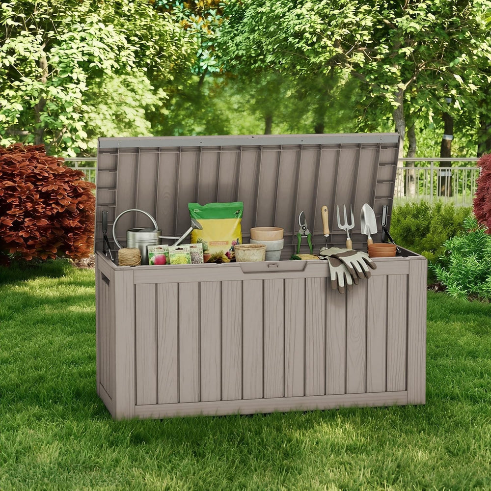 80 Gallon Deck Box, Waterproof Resin Outdoor Storage Box Lockable for Patio F...