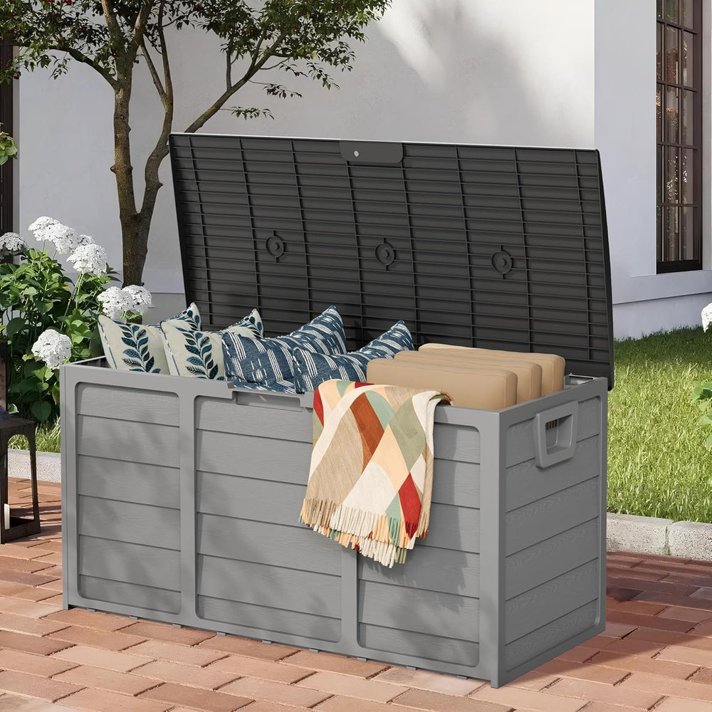 75 Gallon Outdoor Deck Storage Box, Patio Resin Deck Storage Container, Store...