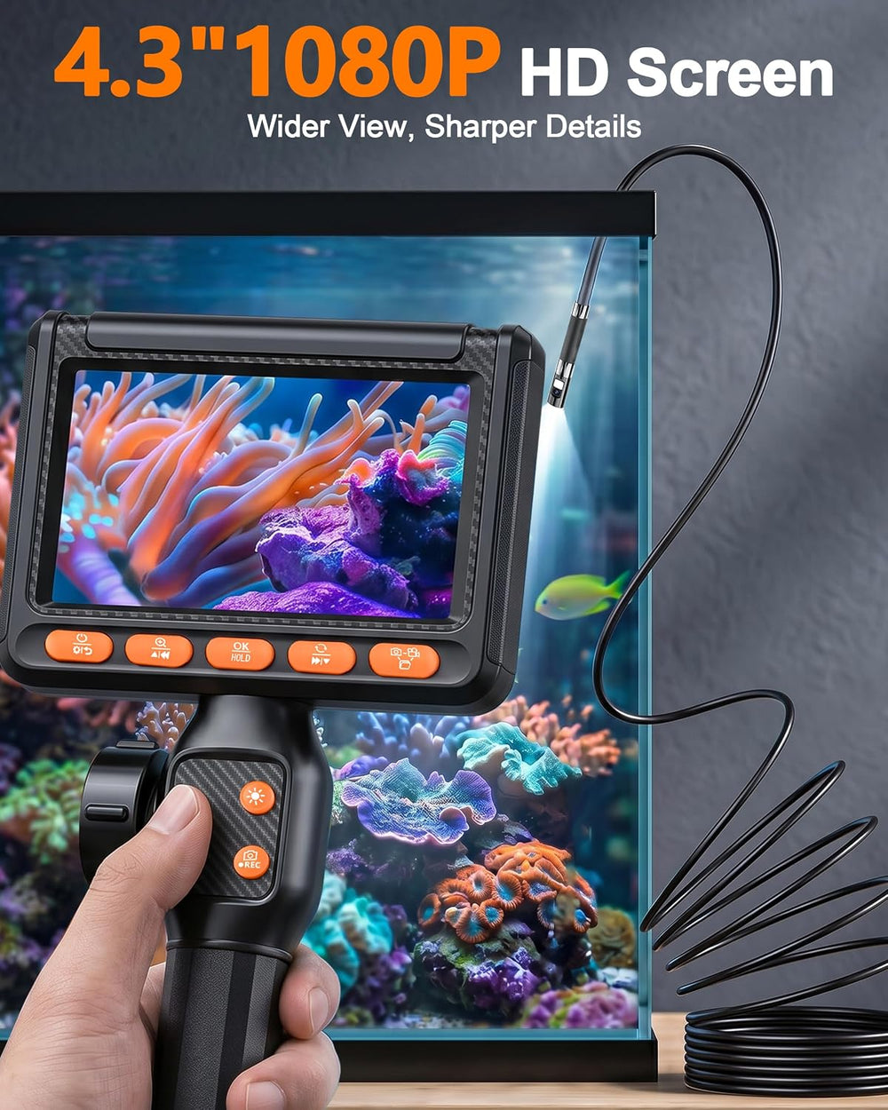 0.24“ Ultra-Slim Borescope, Two-Way&Dual Lens Endoscope,1080P Borescope C...