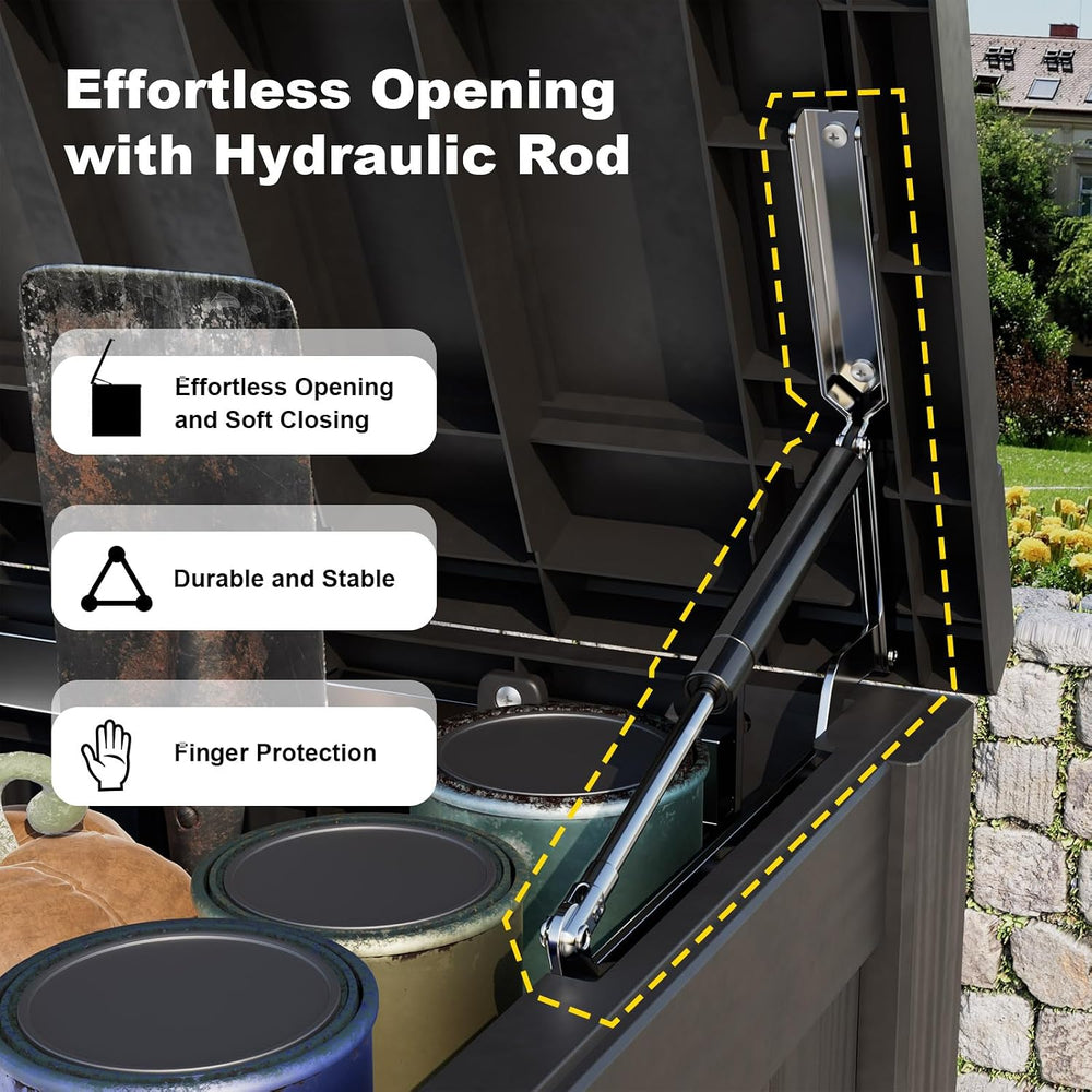 180 Gallon Outdoor Storage Box, Resin Deck Boxes Waterproof, IndoorOutdoor Bi...