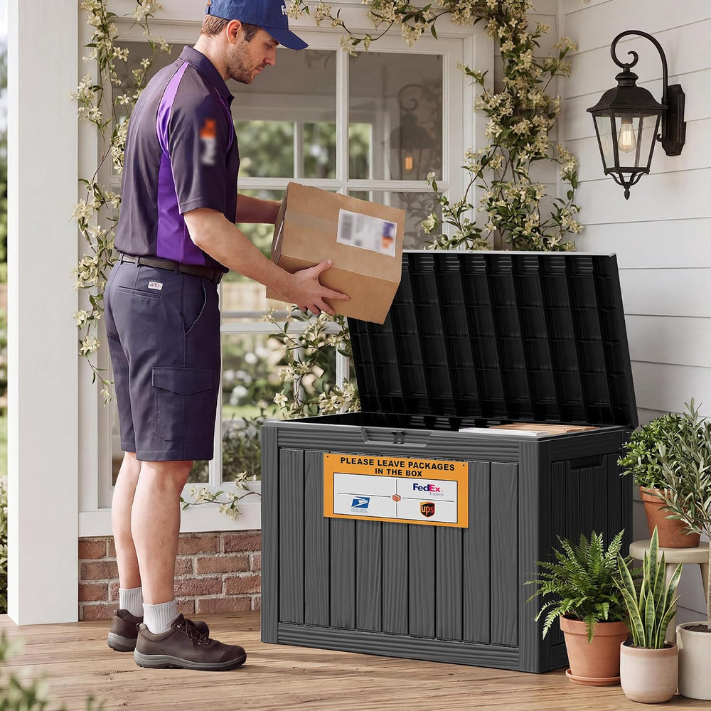 Package Delivery Box for Outside with Sign 50 Gallon (Matte Black)