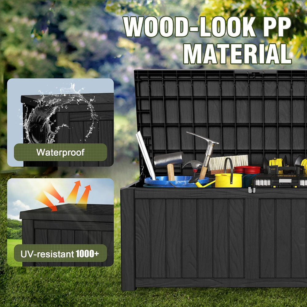150 Gallon Outdoor Storage Box, Large Storage Deck Box for Patio Furniture Ac...