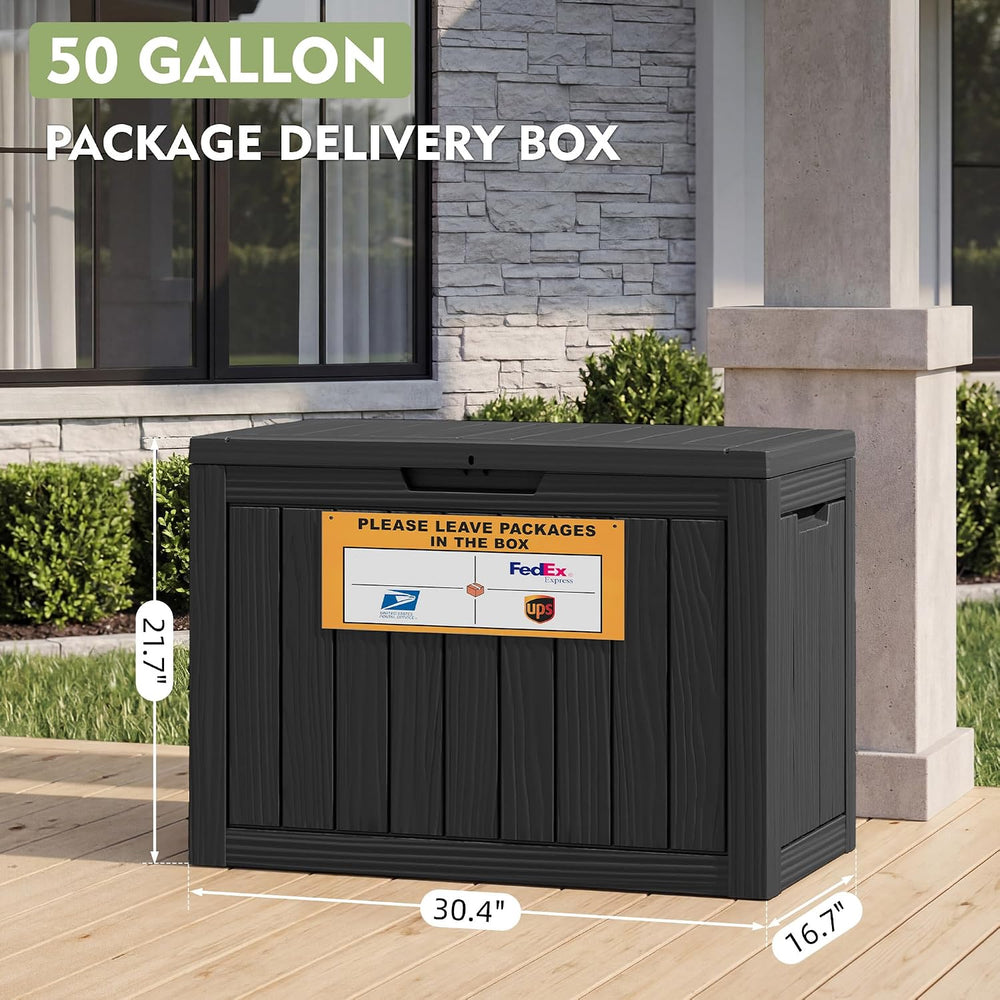 Package Delivery Box for Outside with Sign 50 Gallon (Matte Black)