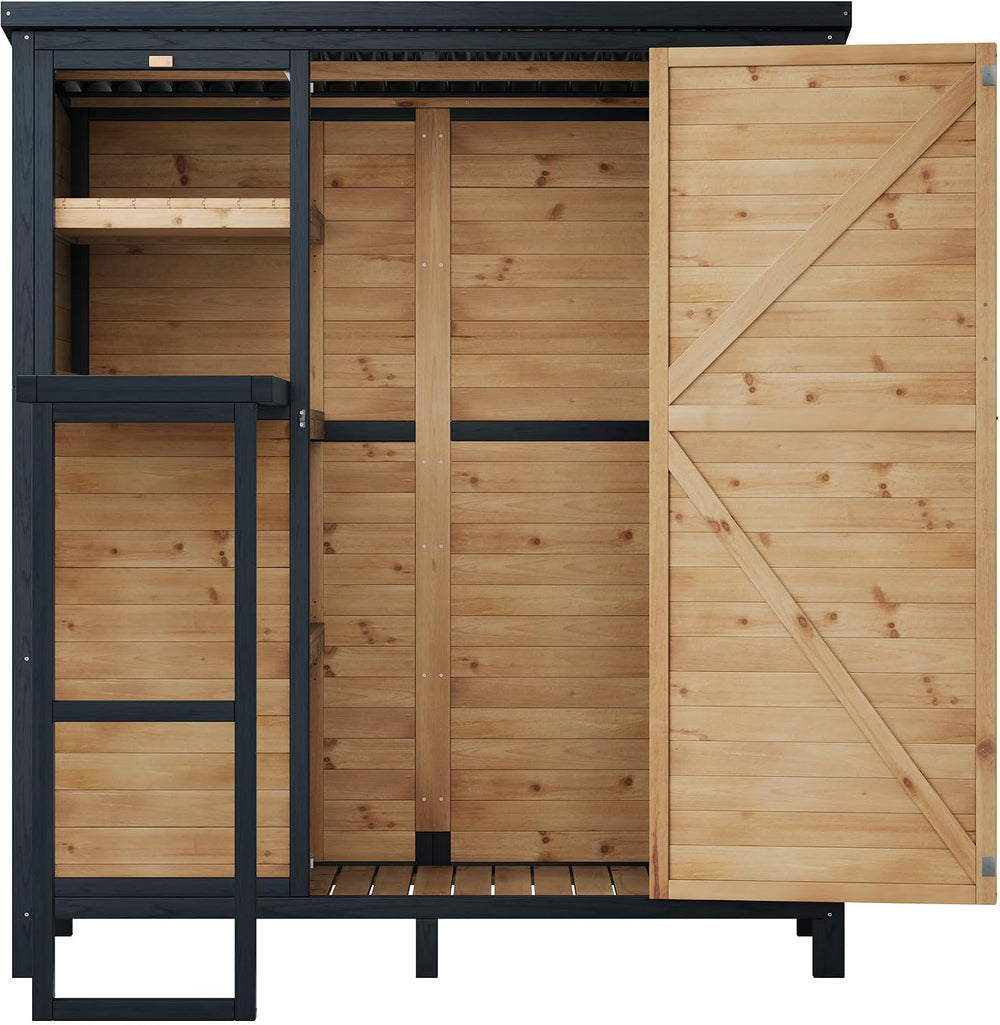 Jocisland Solid Wood Outdoor Stotage Cabinet Shed, 5.15x2.75 FT