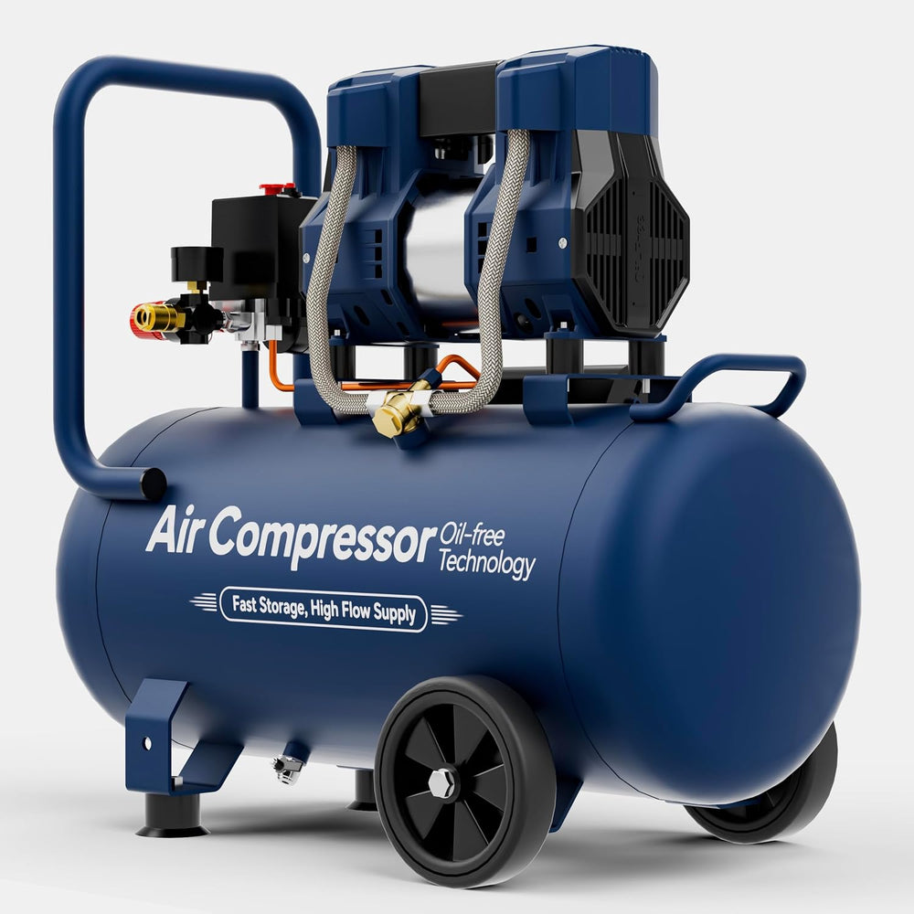 10 Gallon Quiet Oil-Free Air Compressor, Portable Air Compressor with 120 PSI...