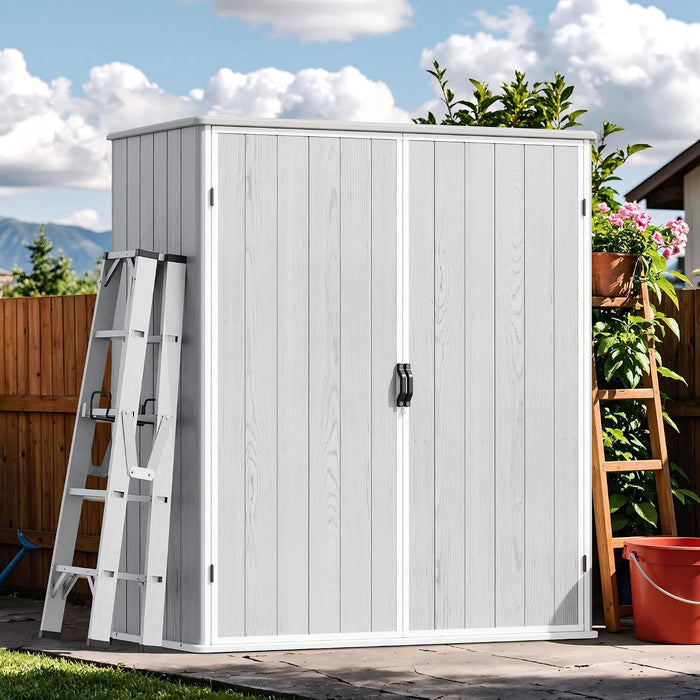 Devoko 5x3 FT Resin Outdoor Storage Cabinet, Plastic Shed with Floor