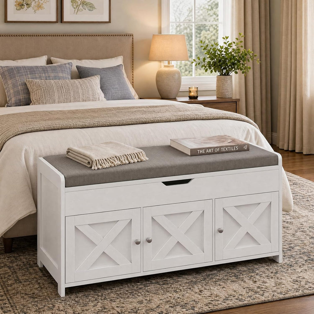 Marsail Shoe Storage Bench with Seating, Farmhouse Entryway Bench with Shoe S...