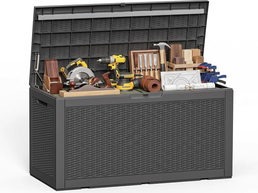160 Gal Deck Box Outdoor Waterproof Storage Bench Lockable