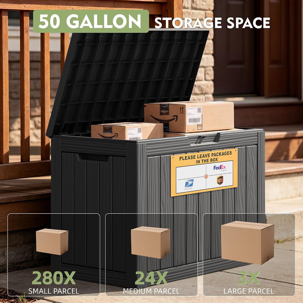 Package Delivery Box for Outside with Sign 50 Gallon (Matte Black)